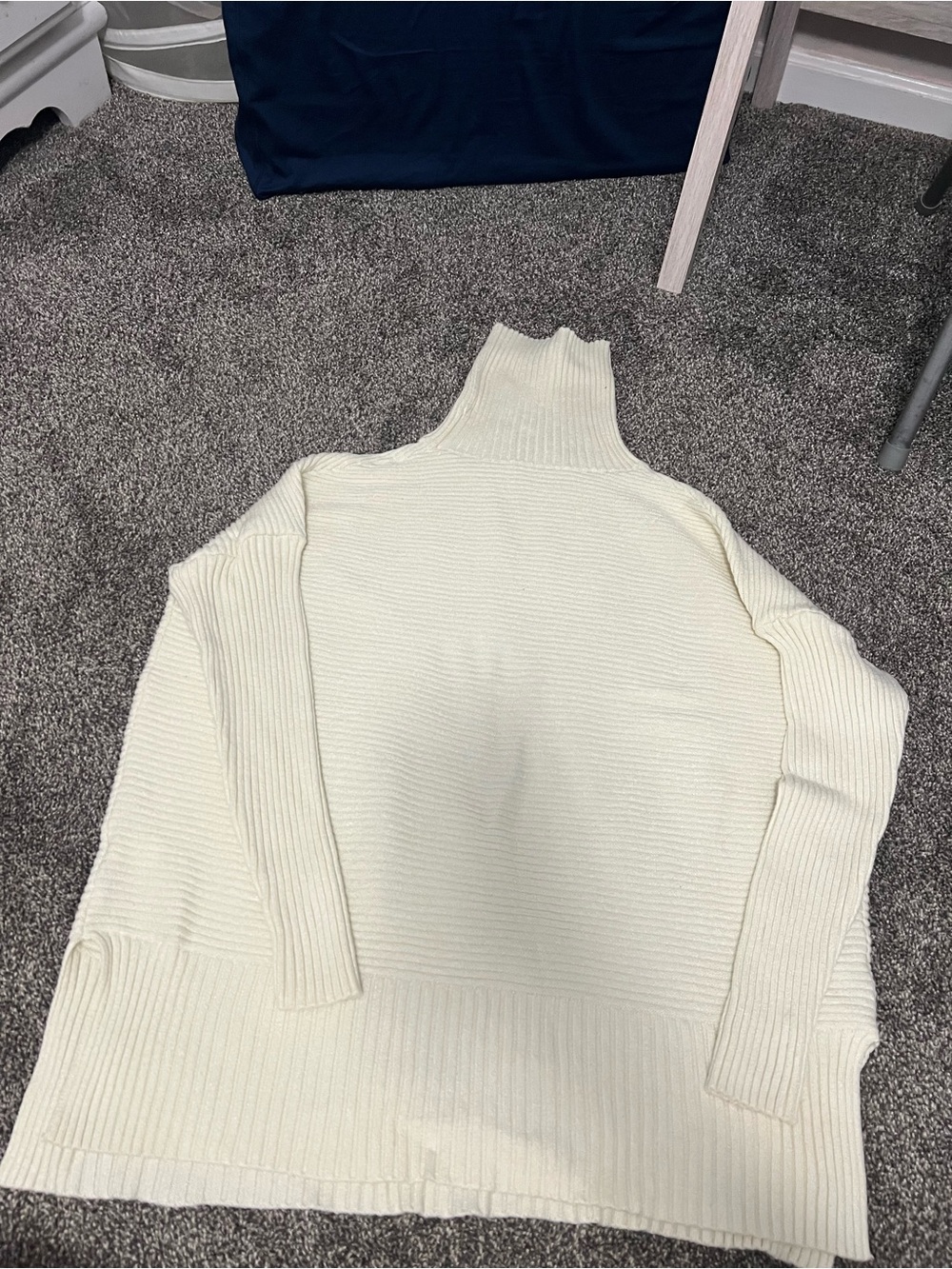 Cream Turtleneck Ribbed Women’s Sweater